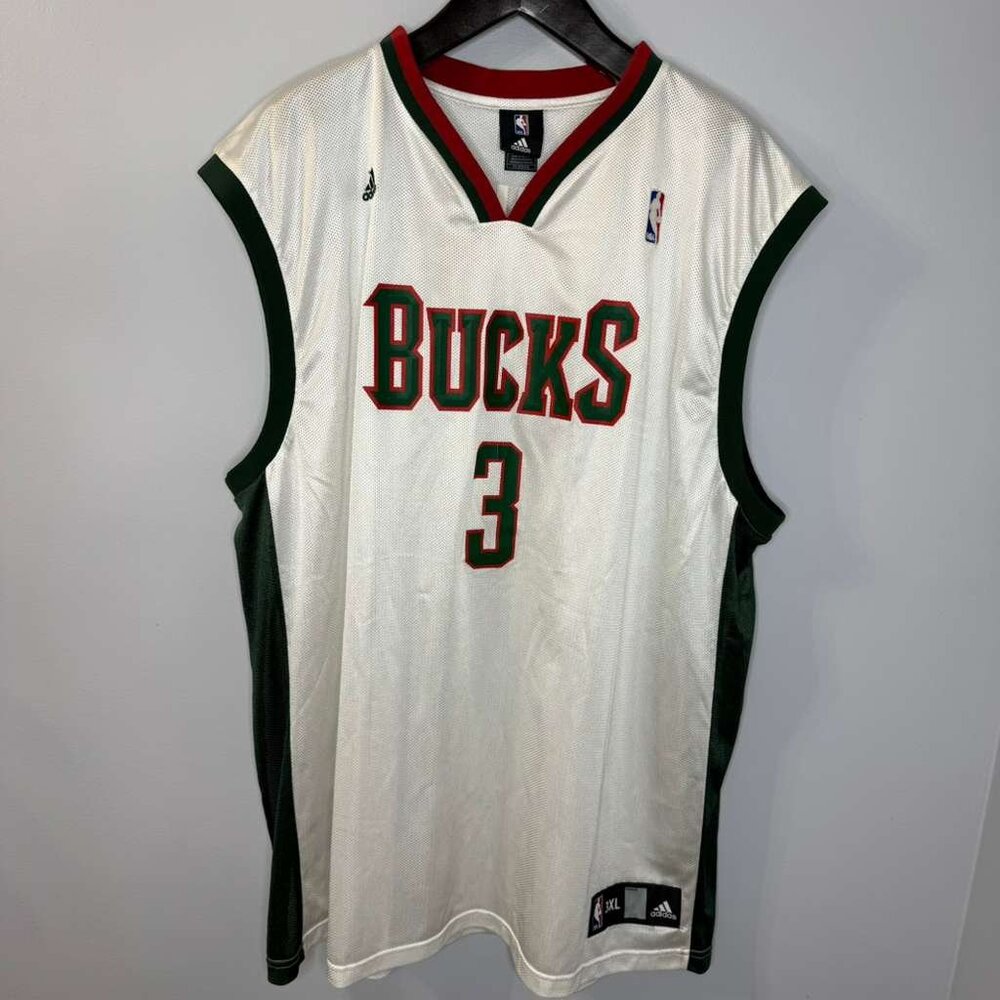 Brandon Jennings #3 Milwaukee Bucks Adidas NBA Basketball White Jersey Men’s 3XL